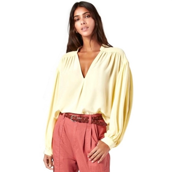 Joie Tops - NEW JOIE YELLOW SILK LONG SLEEVE BLOUSE